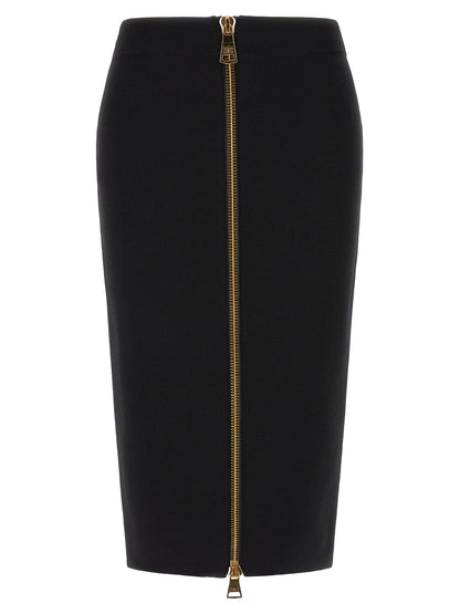 Black Viscose Midi Skirt