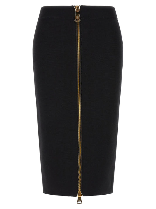 Black Viscose Midi Skirt