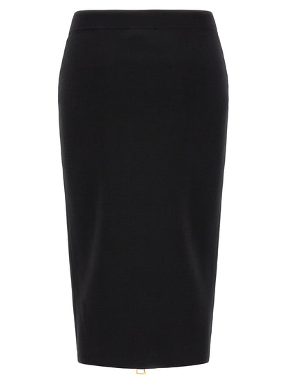 Black Viscose Midi Skirt