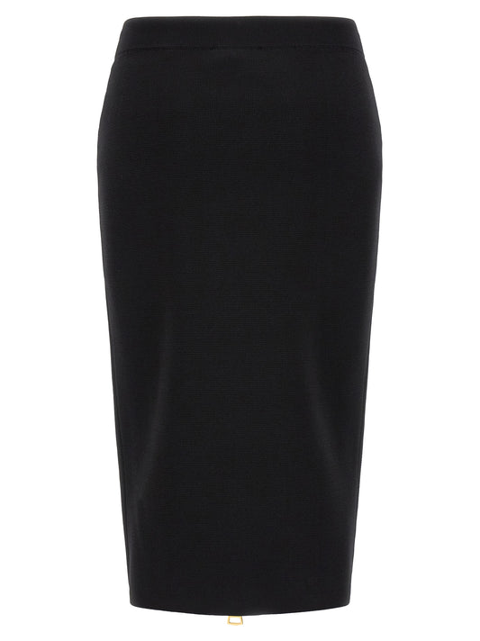 Black Viscose Midi Skirt