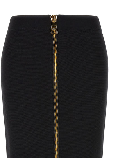 Black Viscose Midi Skirt