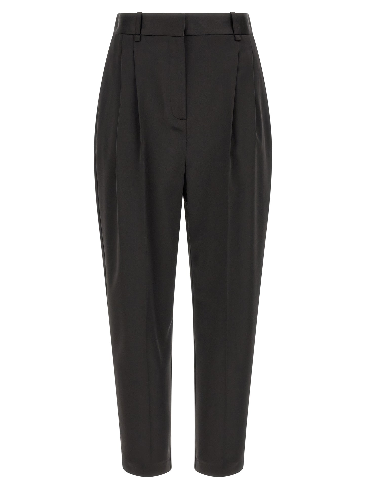 Black Polyester Cropped Pants