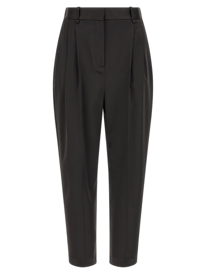 Black Polyester Cropped Pants
