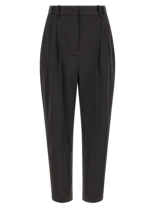 Black Polyester Cropped Pants