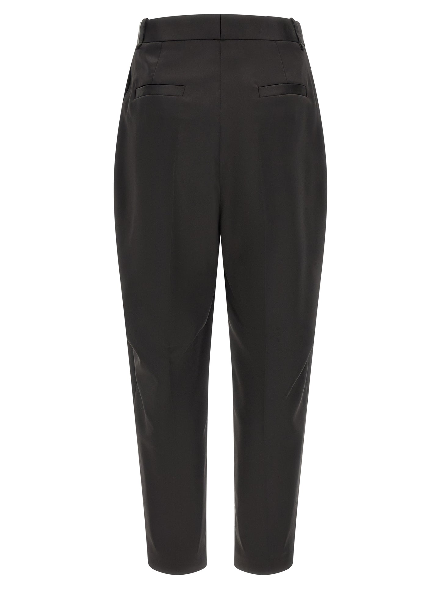 Black Polyester Cropped Pants