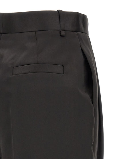 Black Polyester Cropped Pants