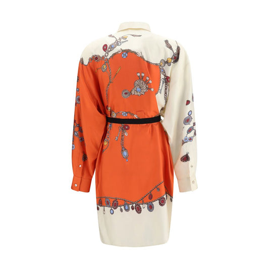 Orange Silk Casual Dress