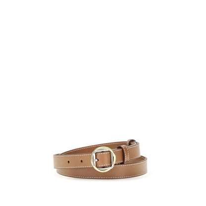 Beige Calf Leather Bos Taurus Thin Belt