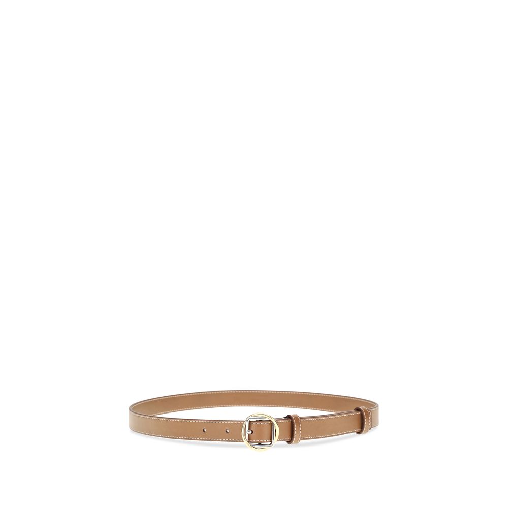 Beige Calf Leather Bos Taurus Thin Belt