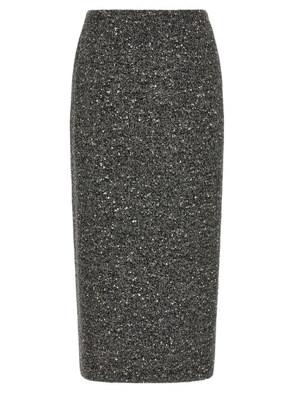 Bicolor Virgin Wool Midi Skirt