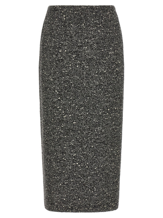 Bicolor Virgin Wool Midi Skirt