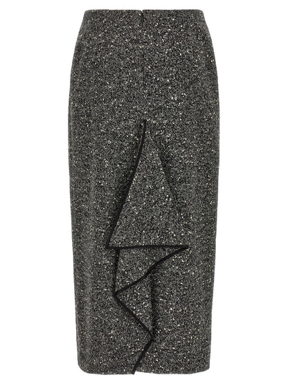 Bicolor Virgin Wool Midi Skirt