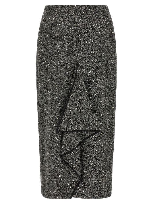 Bicolor Virgin Wool Midi Skirt