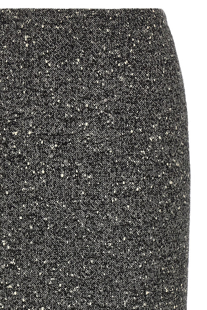 Bicolor Virgin Wool Midi Skirt