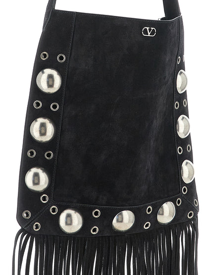 Black Calfskin Shoulder Bag