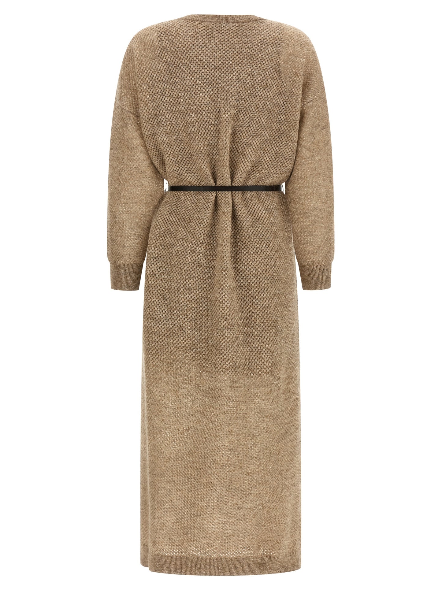 Beige Wool Midi Dress
