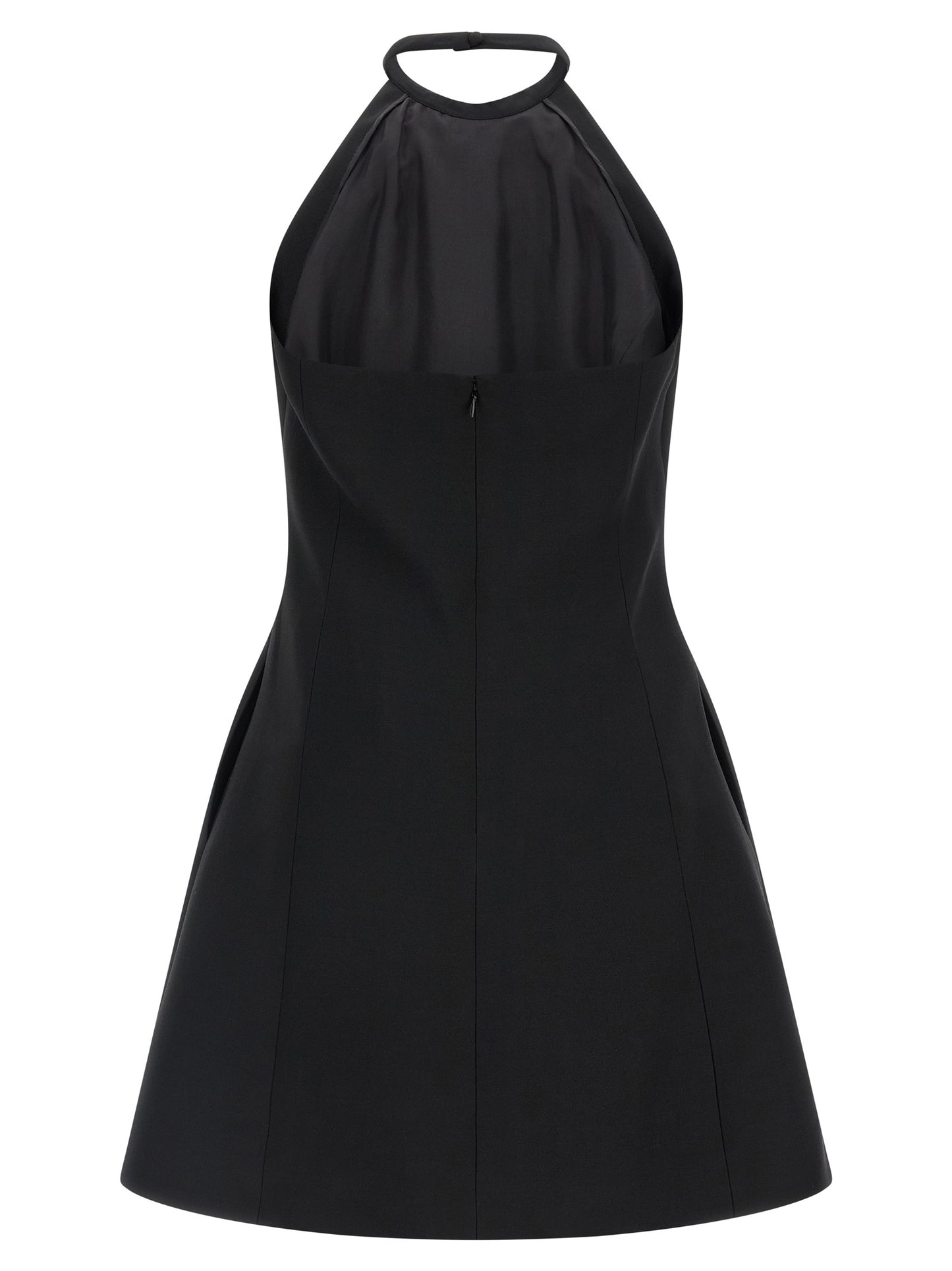 Black Virgin Wool Short Dress