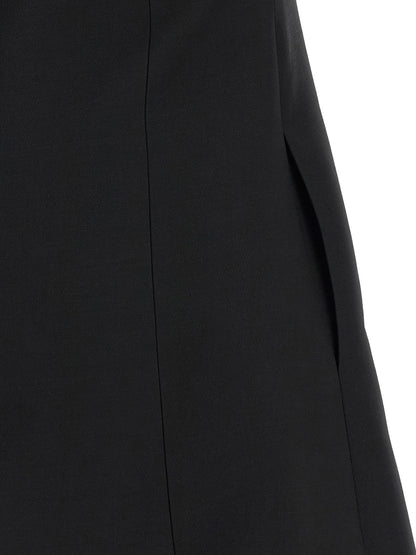 Black Virgin Wool Short Dress