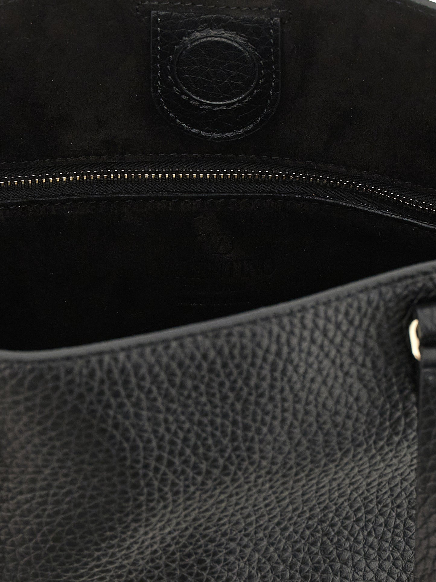 Black Calfskin Shoulder Bag