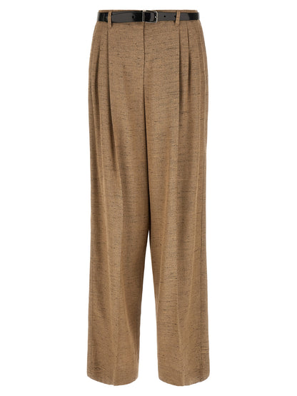 Beige Viscose Casual Pants