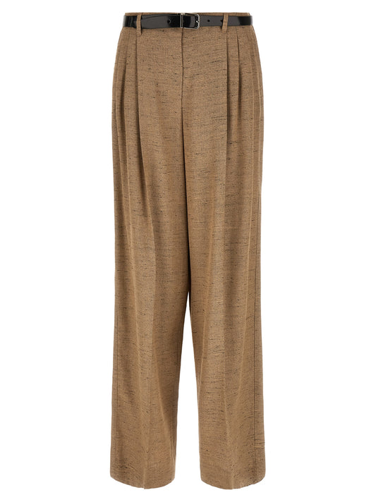 Beige Viscose Casual Pants