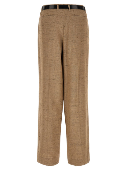 Beige Viscose Casual Pants