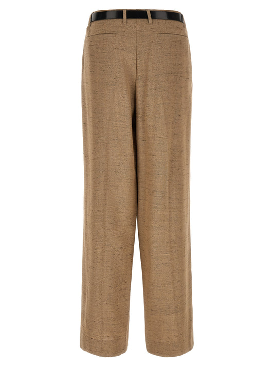Beige Viscose Casual Pants