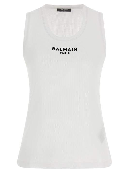 White Cotton Sleeveles T-Shirt