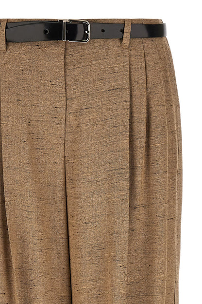 Beige Viscose Casual Pants