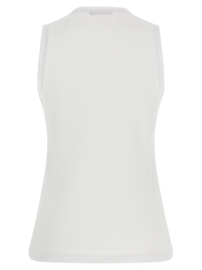 White Cotton Sleeveles T-Shirt