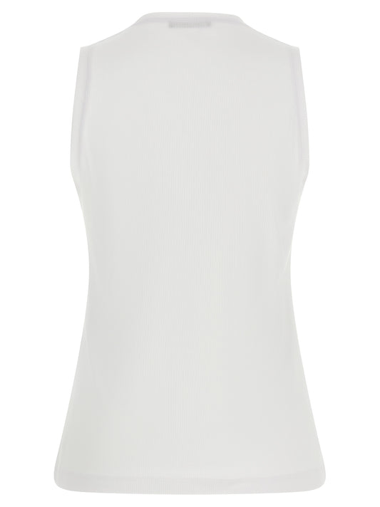 White Cotton Sleeveles T-Shirt