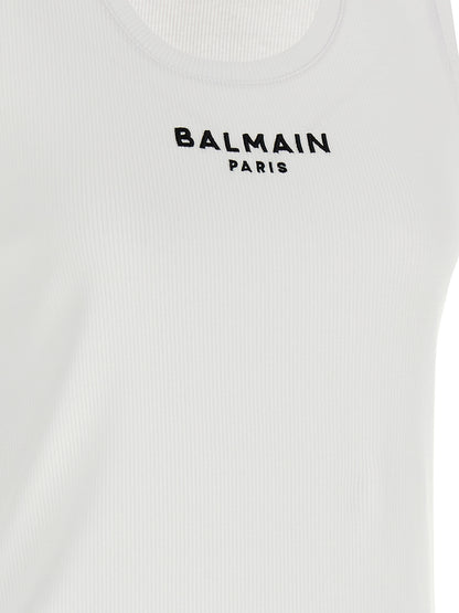 White Cotton Sleeveles T-Shirt