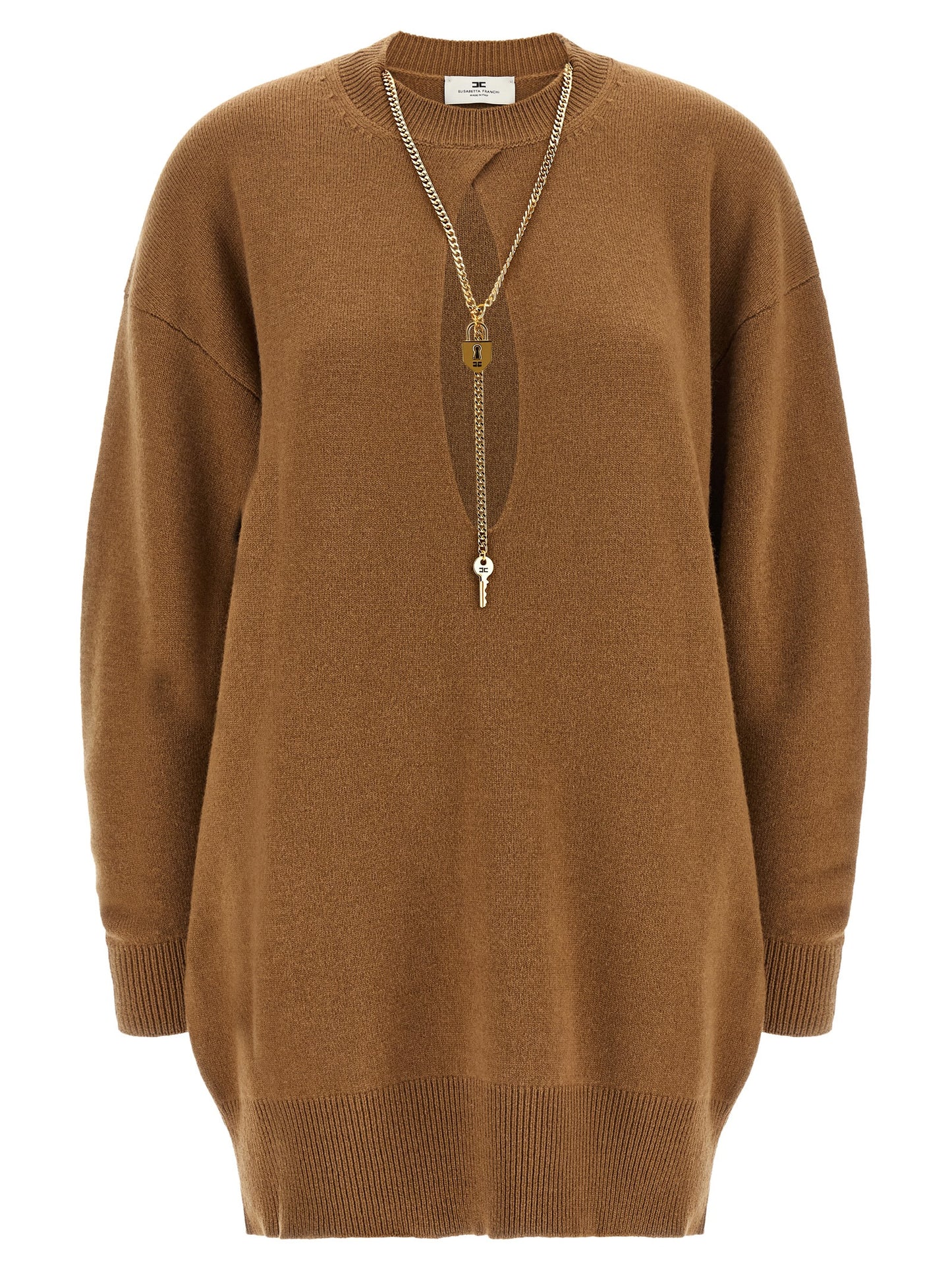 Brown Wool Short Dress