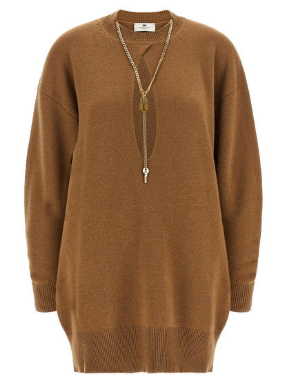 Brown Wool Short Dress