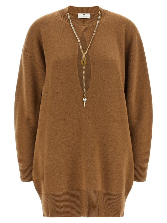 Brown Wool Short Dress