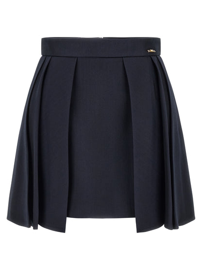 Blue Virgin Wool Long Skirt