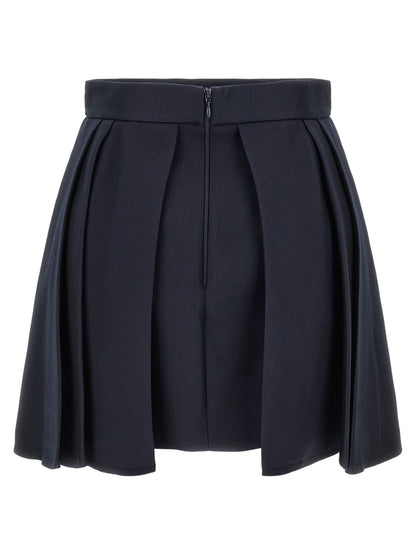 Blue Virgin Wool Long Skirt