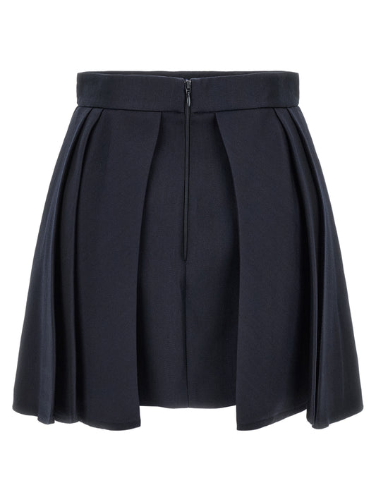 Blue Virgin Wool Long Skirt