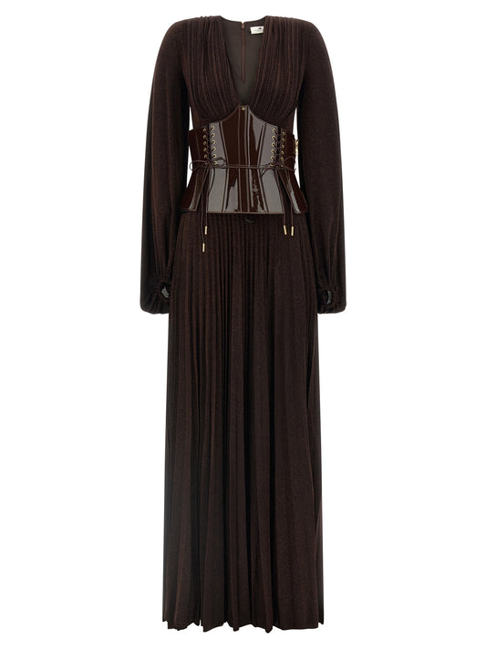 Brown Viscose Long Dress