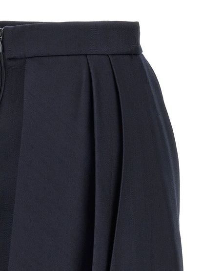 Blue Virgin Wool Long Skirt