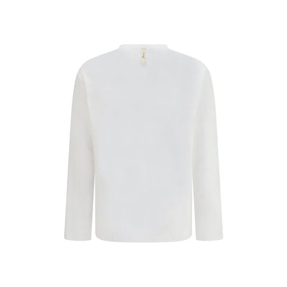 White Cotton Long Sleeve T-Shirt