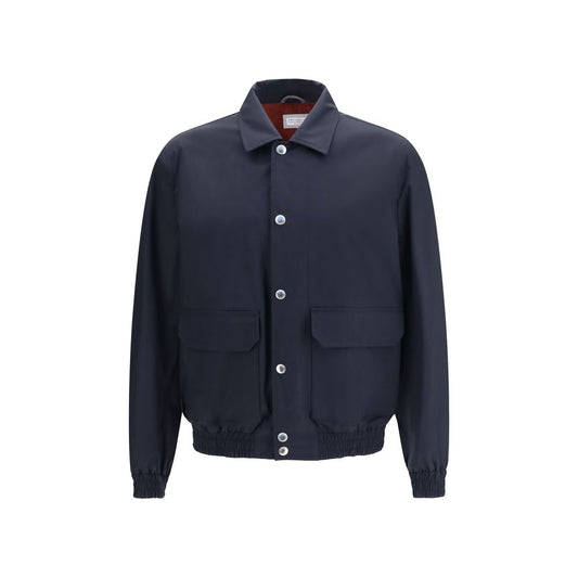 Blue Silk Biker Jacket