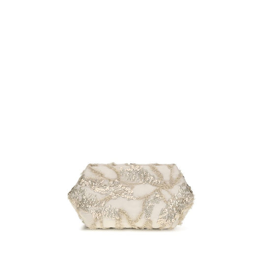 Beige Silk Clutch Bag