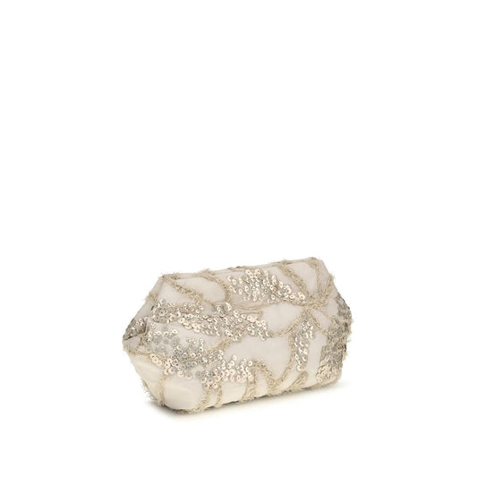 Beige Silk Clutch Bag