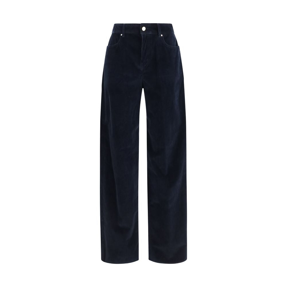 Blue Cotton Casual Pants