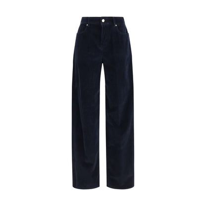 Blue Cotton Casual Pants