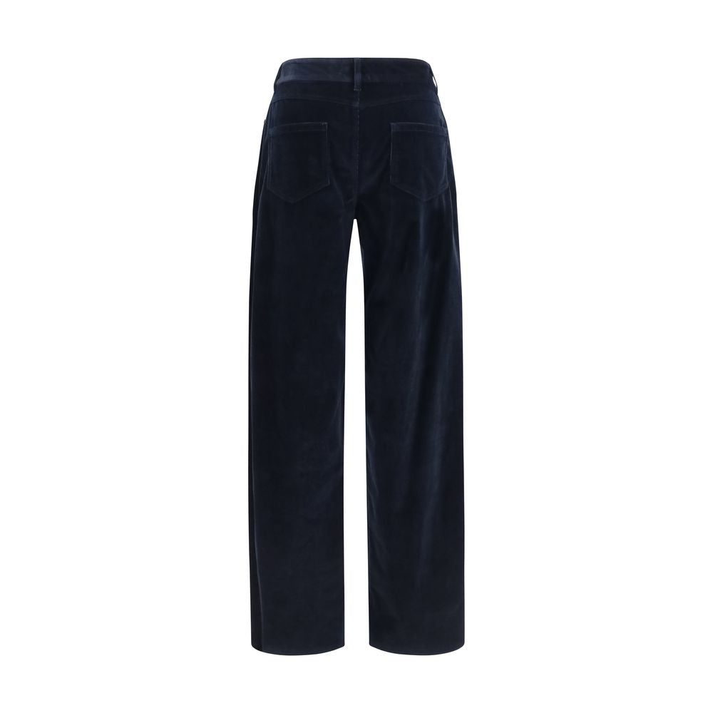 Blue Cotton Casual Pants
