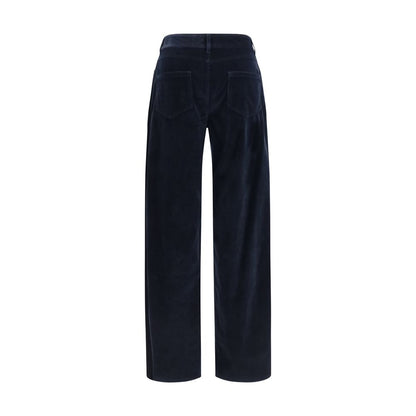 Blue Cotton Casual Pants