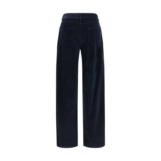 Blue Cotton Casual Pants