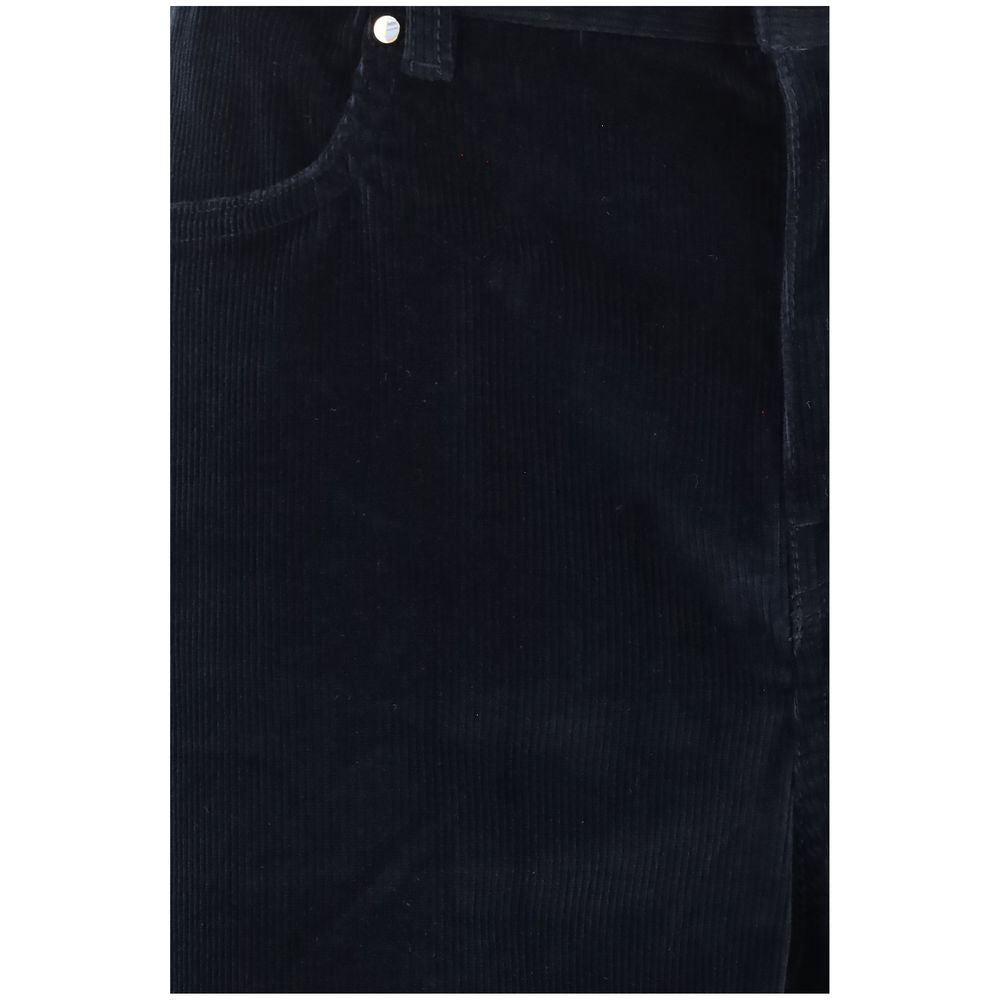 Blue Cotton Casual Pants